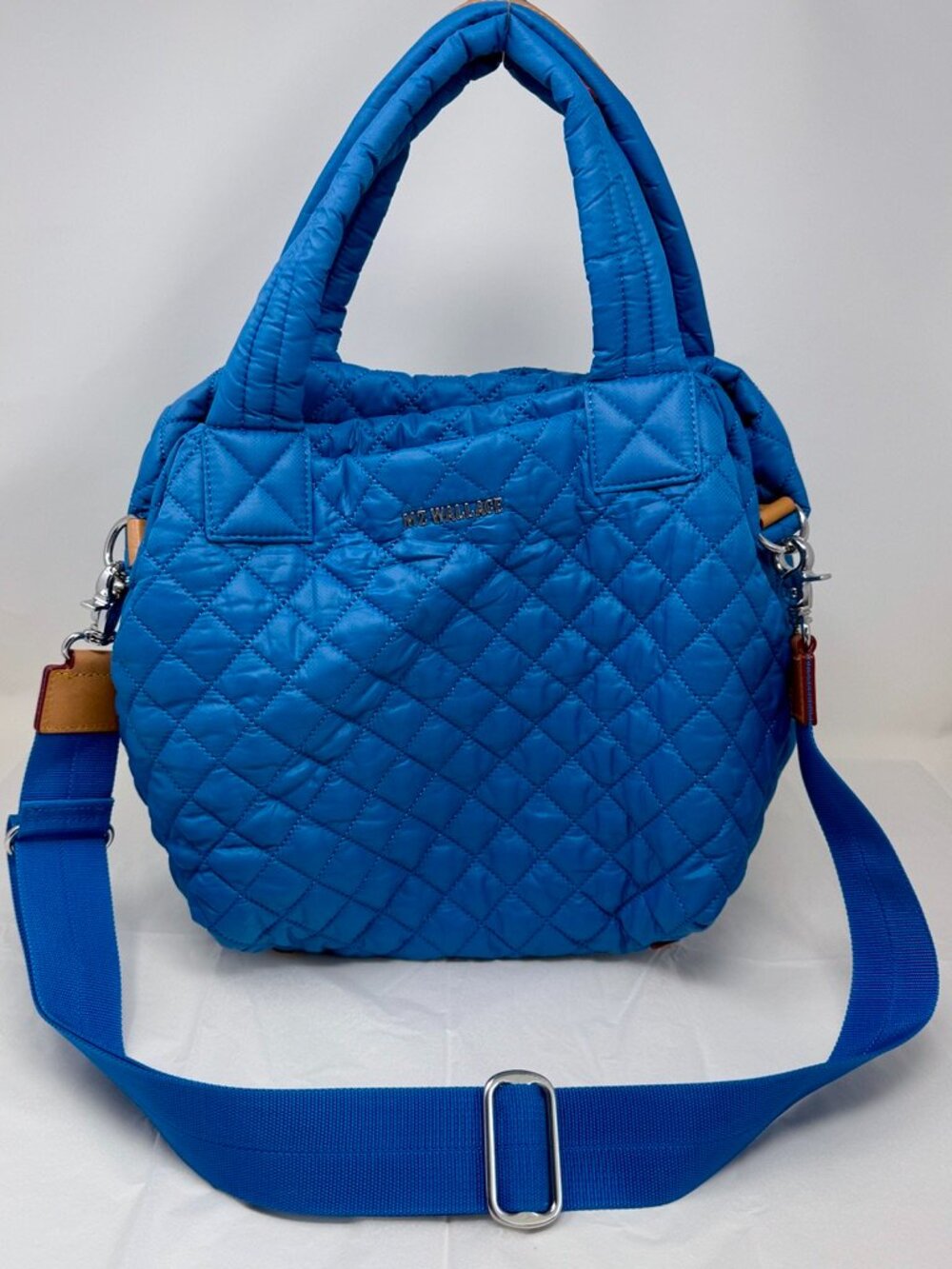 MZ WALLACE Metro deluxe quilted blue bag tote purse